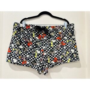 Powerpuff Girls Checkered Fleece Pajama Shorts Womens 2XL Black and White Fleece